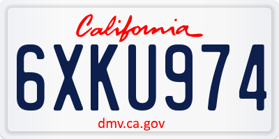 CA license plate 6XKU974