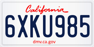 CA license plate 6XKU985