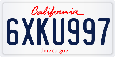 CA license plate 6XKU997