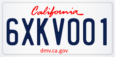 CA license plate 6XKV001