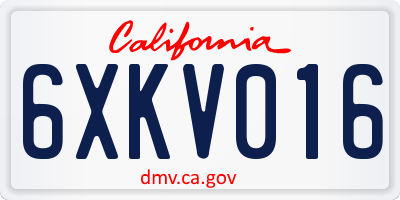 CA license plate 6XKV016
