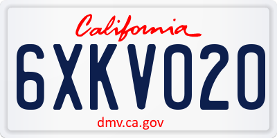 CA license plate 6XKV020