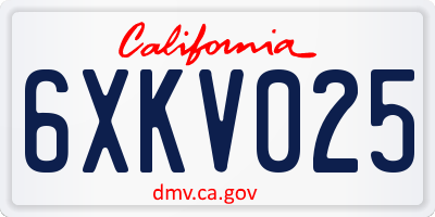 CA license plate 6XKV025