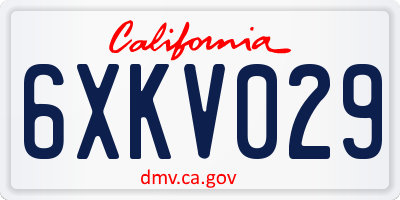 CA license plate 6XKV029