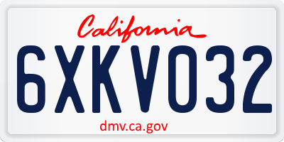 CA license plate 6XKV032