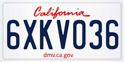 CA license plate 6XKV036