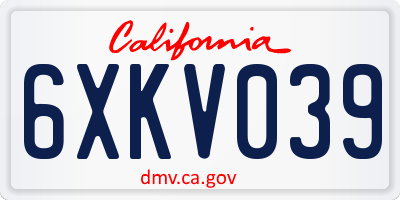 CA license plate 6XKV039
