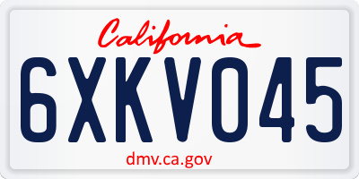 CA license plate 6XKV045