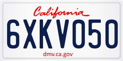 CA license plate 6XKV050