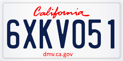 CA license plate 6XKV051