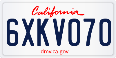 CA license plate 6XKV070