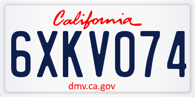 CA license plate 6XKV074