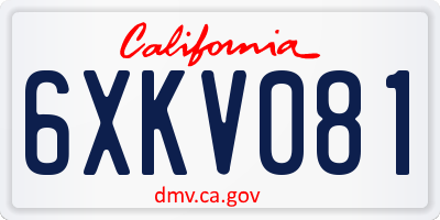 CA license plate 6XKV081