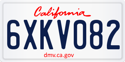 CA license plate 6XKV082