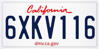 CA license plate 6XKV116