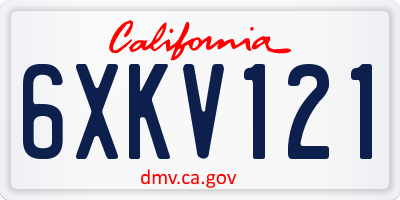 CA license plate 6XKV121