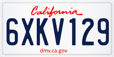 CA license plate 6XKV129