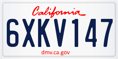 CA license plate 6XKV147