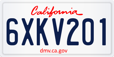 CA license plate 6XKV201