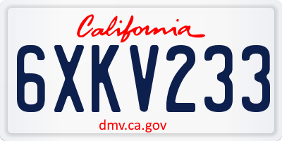 CA license plate 6XKV233