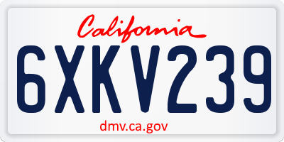 CA license plate 6XKV239