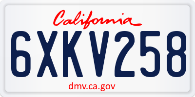 CA license plate 6XKV258
