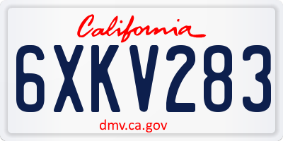 CA license plate 6XKV283