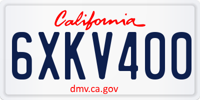 CA license plate 6XKV400
