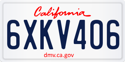 CA license plate 6XKV406