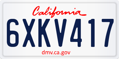 CA license plate 6XKV417