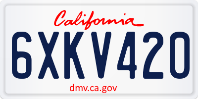 CA license plate 6XKV420