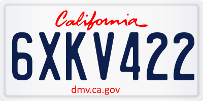 CA license plate 6XKV422