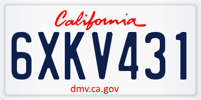 CA license plate 6XKV431