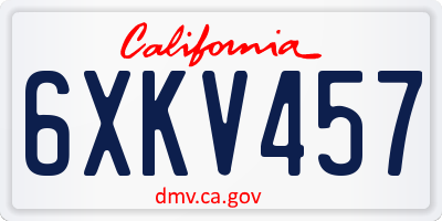 CA license plate 6XKV457