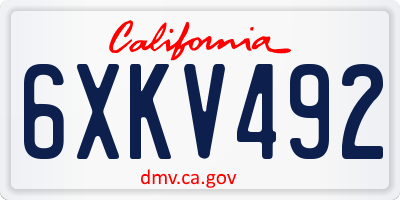 CA license plate 6XKV492