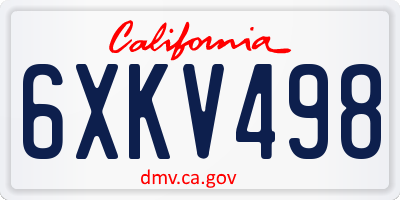 CA license plate 6XKV498
