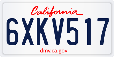 CA license plate 6XKV517