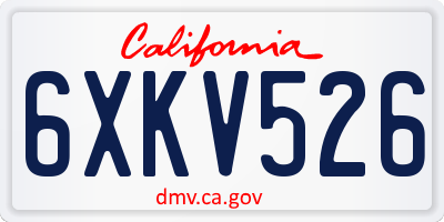 CA license plate 6XKV526