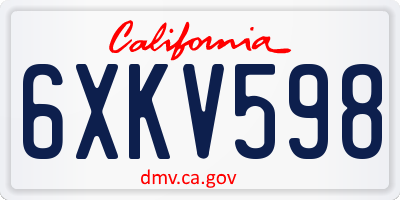 CA license plate 6XKV598