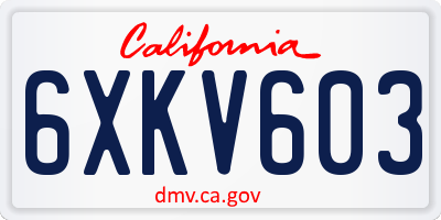 CA license plate 6XKV603