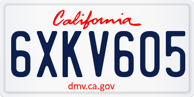CA license plate 6XKV605