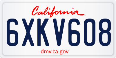 CA license plate 6XKV608
