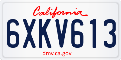 CA license plate 6XKV613
