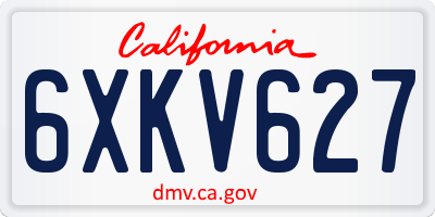 CA license plate 6XKV627