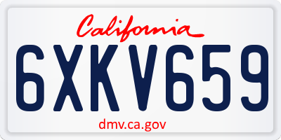 CA license plate 6XKV659
