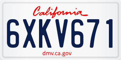 CA license plate 6XKV671