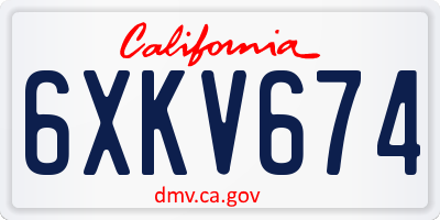 CA license plate 6XKV674