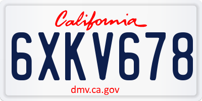 CA license plate 6XKV678
