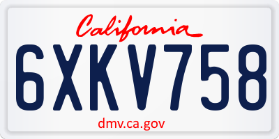 CA license plate 6XKV758