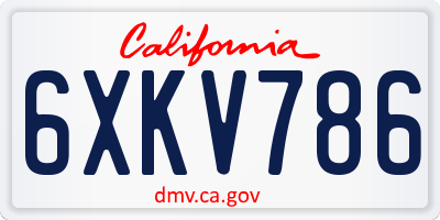 CA license plate 6XKV786
